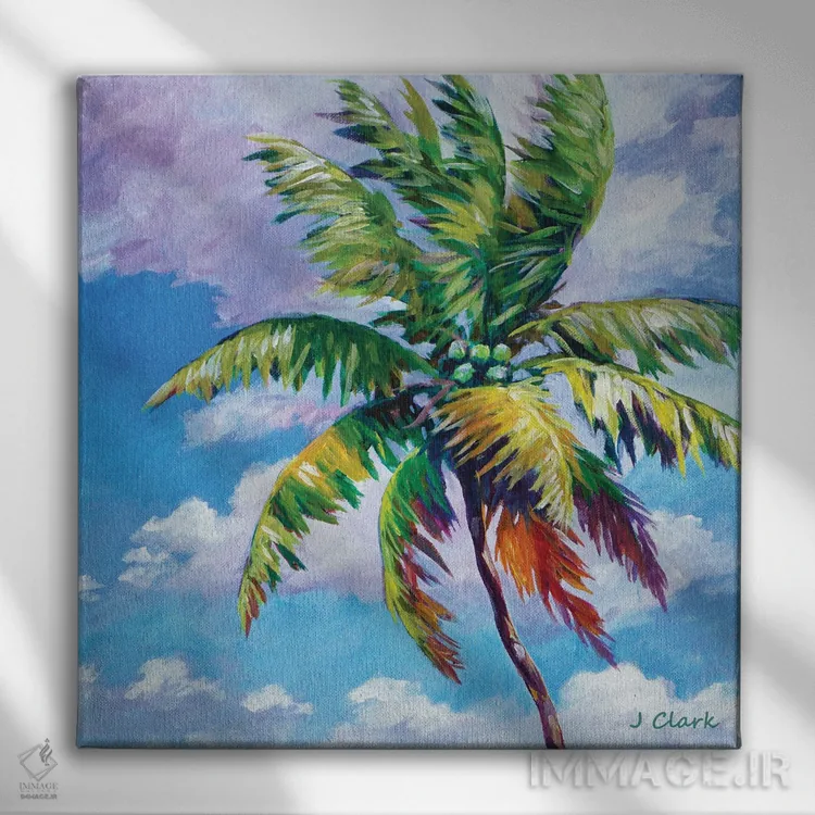 تابلو نخل ساحل شمالی اثر جان کلارک - نمای روبهرو روی دیوار