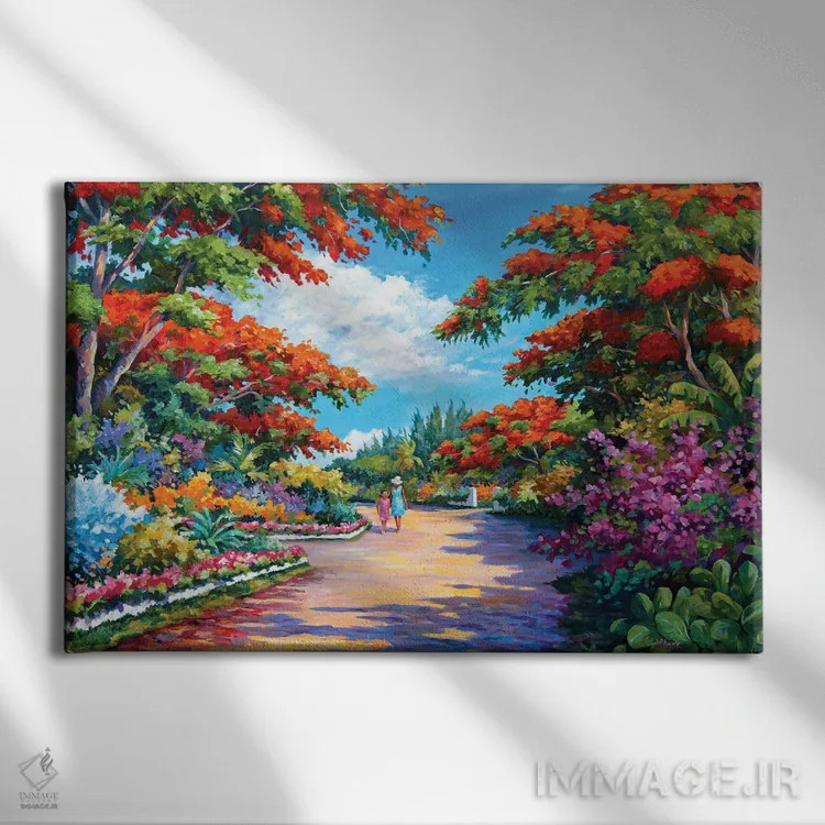 تابلو درختان قرمز ساوانا اثر جان کلارک - نمای روبهرو روی دیوار