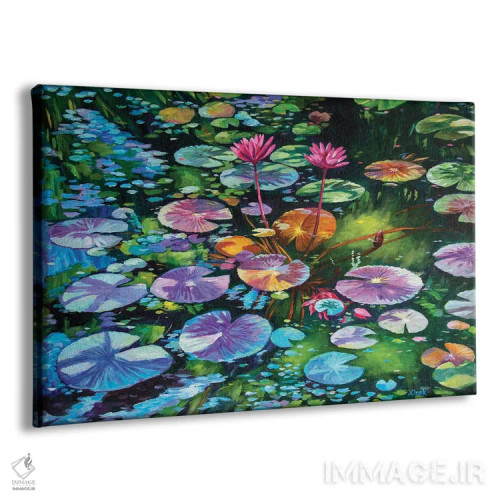 تابلو نیلوفرهای آبی اثر جان کلارک - نمای پرسپکتیو محصول