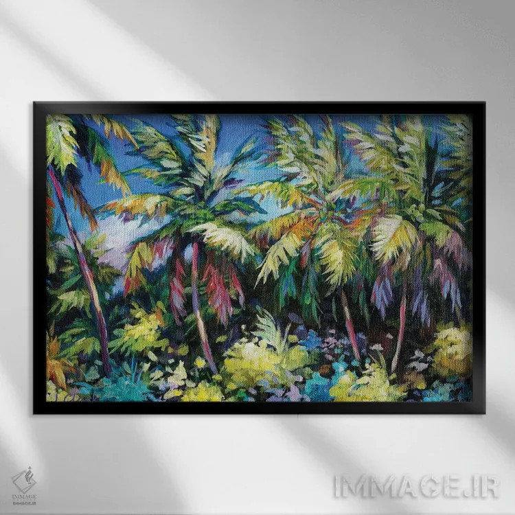 تابلو نخلها کنار هم اثر جان کلارک - نمای قابدار مشکی