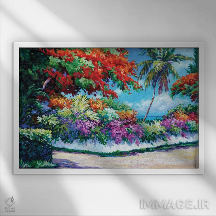 تابلو دیوار رنگی اثر جان کلارک - نمای قابدار سفید