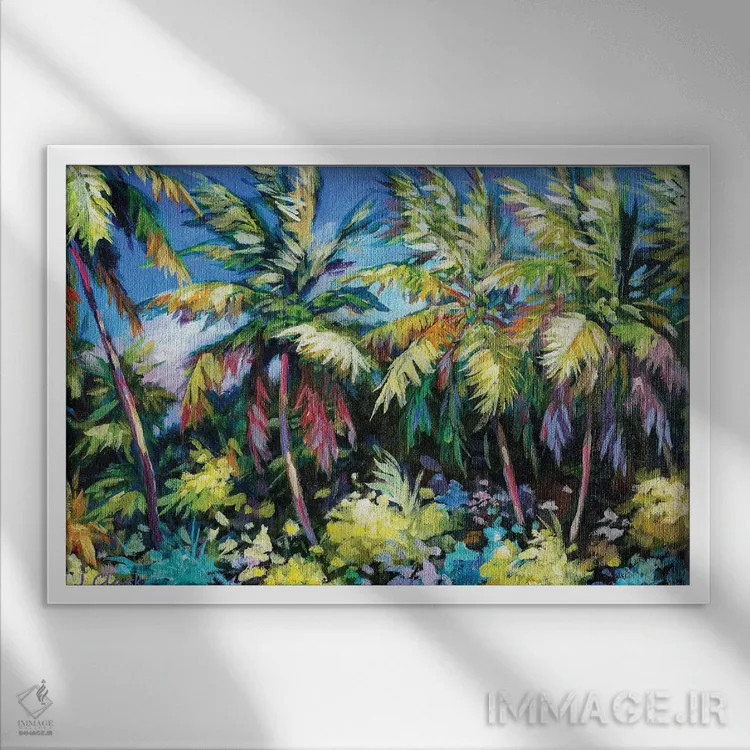 تابلو نخلها کنار هم اثر جان کلارک - نمای قابدار سفید