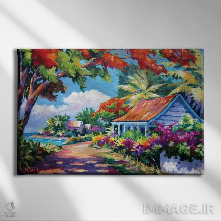 تابلو نور خورشید و سایهها اثر جان کلارک - نمای روبهرو روی دیوار