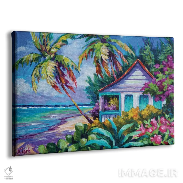 تابلو کلبه باغ گرمسیری اثر جان کلارک - نمای پرسپکتیو محصول