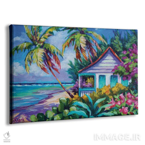 تابلو کلبه باغ گرمسیری اثر جان کلارک - نمای پرسپکتیو محصول