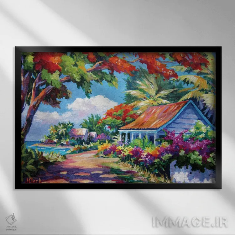 تابلو نور خورشید و سایهها اثر جان کلارک - نمای قابدار مشکی