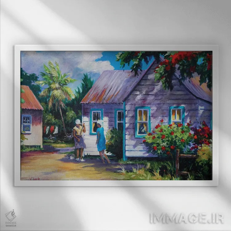 تابلو مرتب کردن حیاط اثر جان کلارک - نمای قابدار سفید