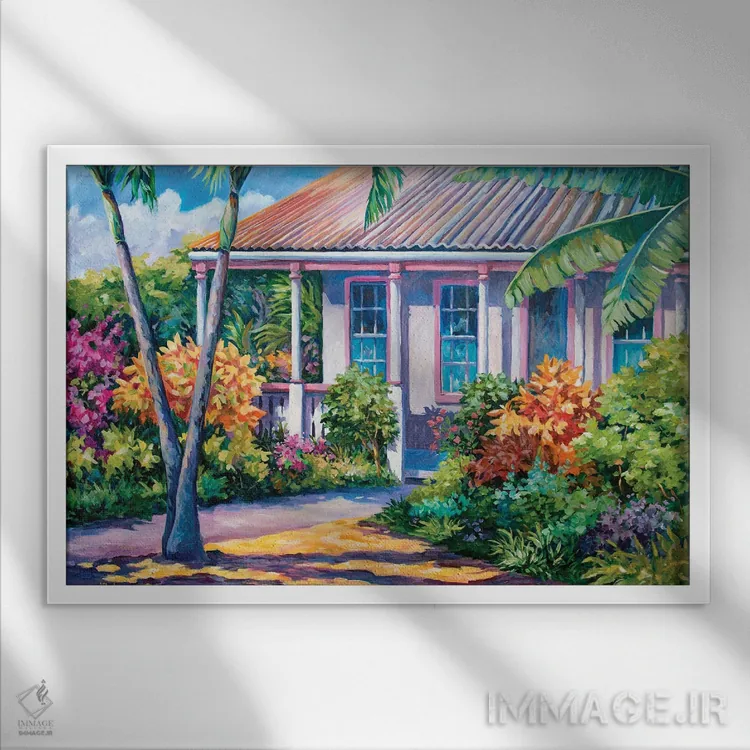 تابلو رنگها در حیاطی در کیمن اثر جان کلارک - نمای قابدار سفید