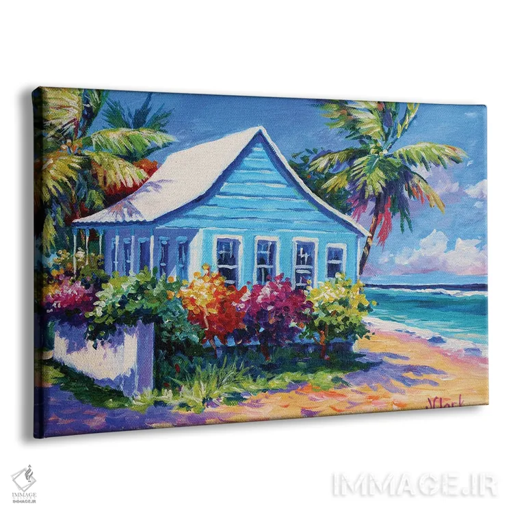 تابلو کلبه آبی در ساحل اثر جان کلارک - نمای پرسپکتیو محصول