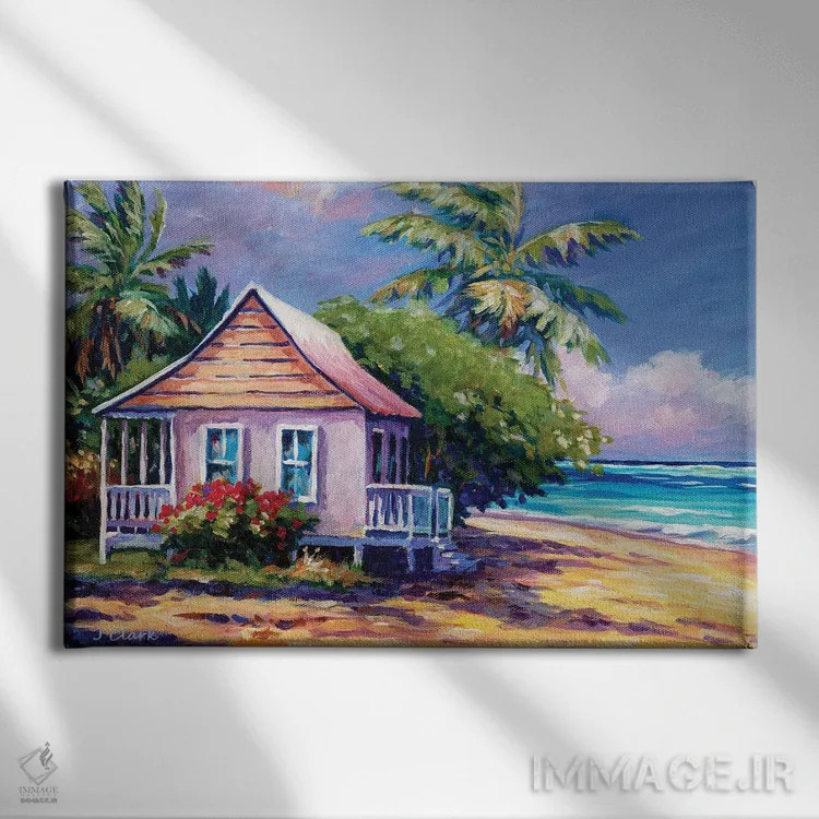 تابلو کلبه کارائیبی اثر جان کلارک - نمای روبهرو روی دیوار