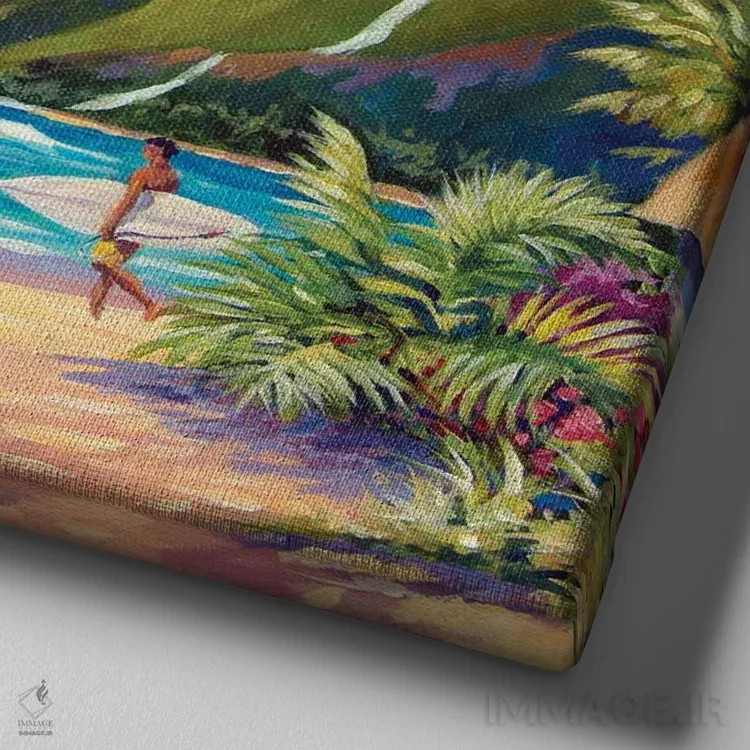 تابلو روز شاد پیش رو اثر جان کلارک - نمای نزدیک بافت بوم