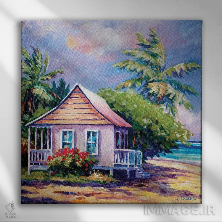 تابلو کلبه کیمن در ساحل اثر جان کلارک - نمای روبهرو روی دیوار