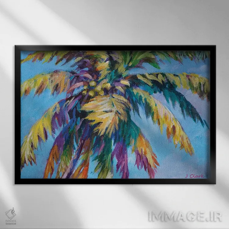 تابلو نخل جزیره اثر جان کلارک - نمای قابدار مشکی