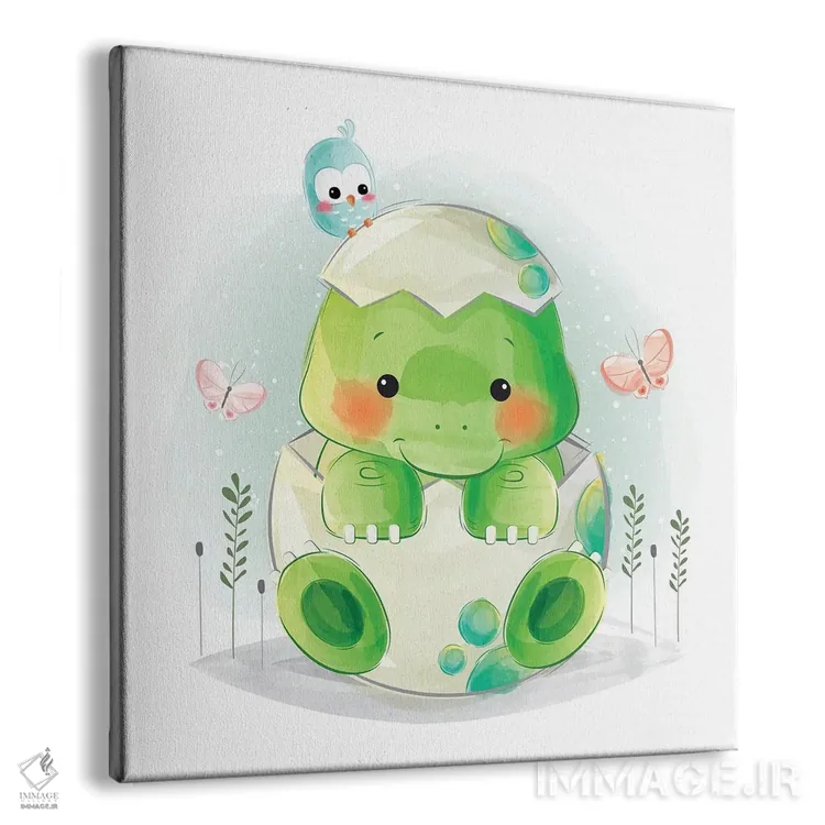 تابلو دایناسور کوچولو تازه از تخم درآمده اثر آرت میرانو - نمای پرسپکتیو محصول