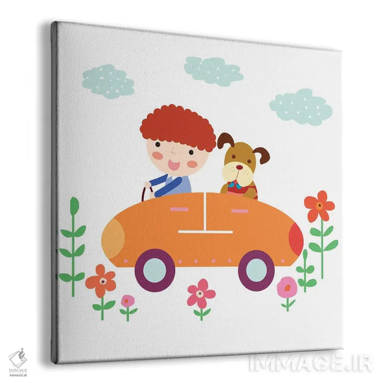 تابلو پسر و سگ رانندگی میکنند اثر آرت میرانو - نمای پرسپکتیو محصول