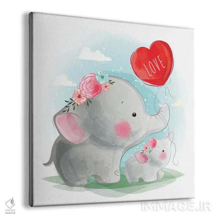تابلو مادر و بچه فیل در آغوش هم اثر آرت میرانو - نمای پرسپکتیو محصول