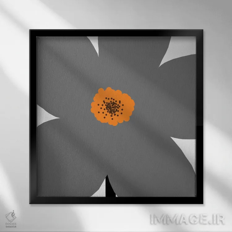 تابلو گل خاکستری اثر آرت میرانو - نمای قابدار مشکی