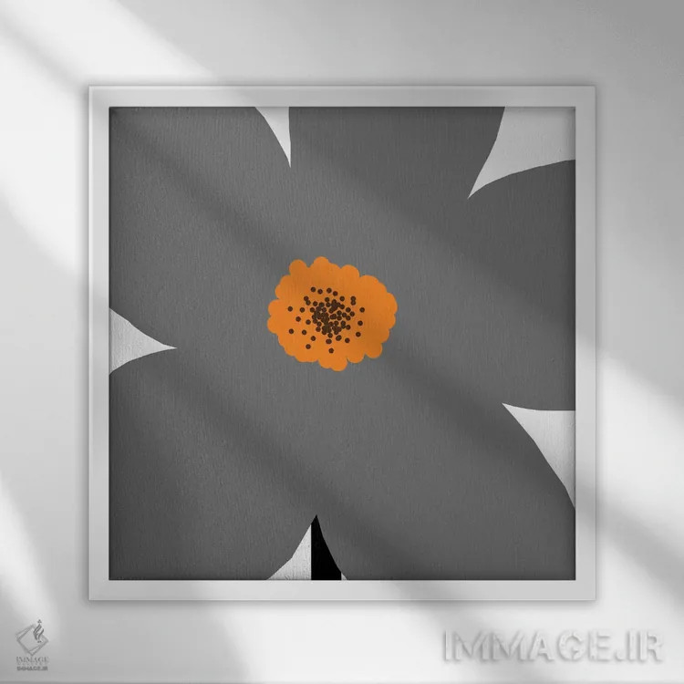 تابلو گل خاکستری اثر آرت میرانو - نمای قابدار سفید