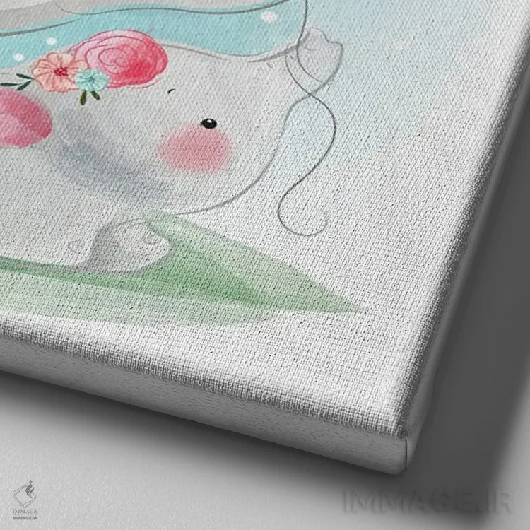 تابلو مادر و بچه فیل در آغوش هم اثر آرت میرانو - نمای نزدیک بافت بوم