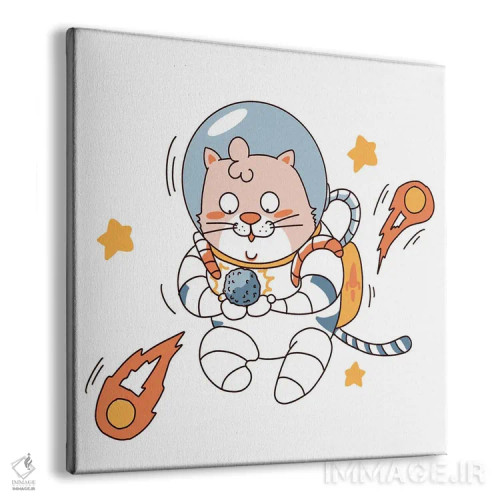 تابلو گربه کیهانی بامزه به سبک کارتونی اثر آرت میرانو - نمای پرسپکتیو محصول