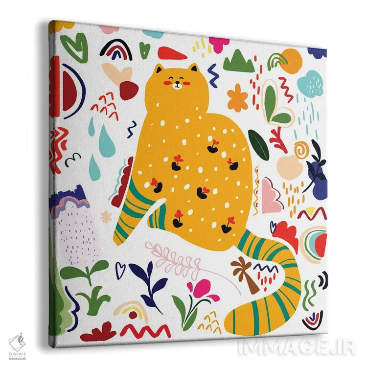 تابلو گربه آبستره بوهویی خندان اثر آرت میرانو - نمای پرسپکتیو محصول