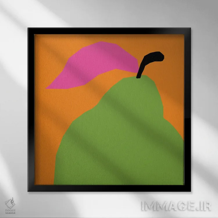 تابلو گلابی سبز اثر آرت میرانو - نمای قابدار مشکی