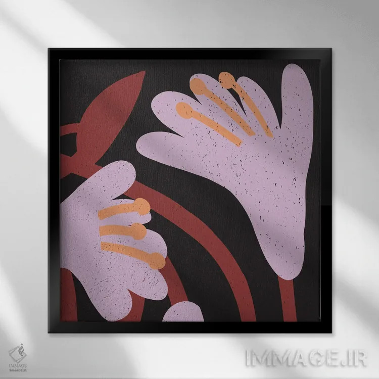 تابلو گلهای قرمز مینیمال ۲ اثر آرت میرانو - نمای قابدار مشکی