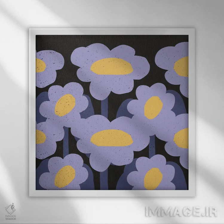 تابلو گلهای قرمز مینیمال ۳ اثر آرت میرانو - نمای قابدار سفید