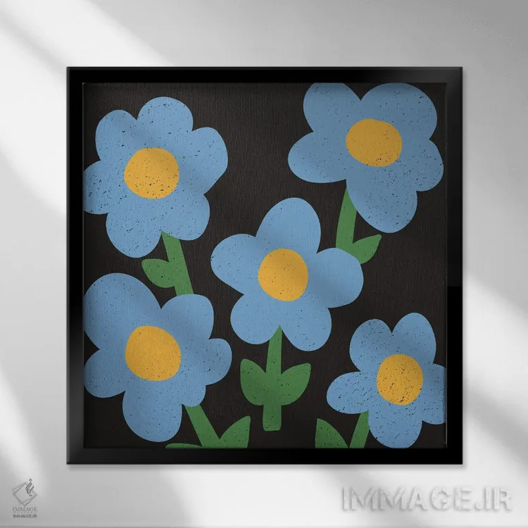 تابلو گلهای مینیمال ۱۵ اثر آرت میرانو - نمای قابدار مشکی