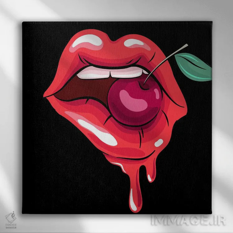 تابلو گیلاس و لبها اثر آرت میرانو - نمای روبهرو روی دیوار