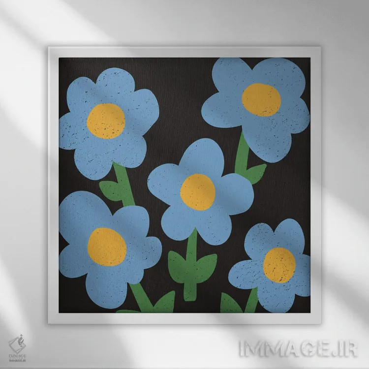 تابلو گلهای مینیمال ۱۵ اثر آرت میرانو - نمای قابدار سفید