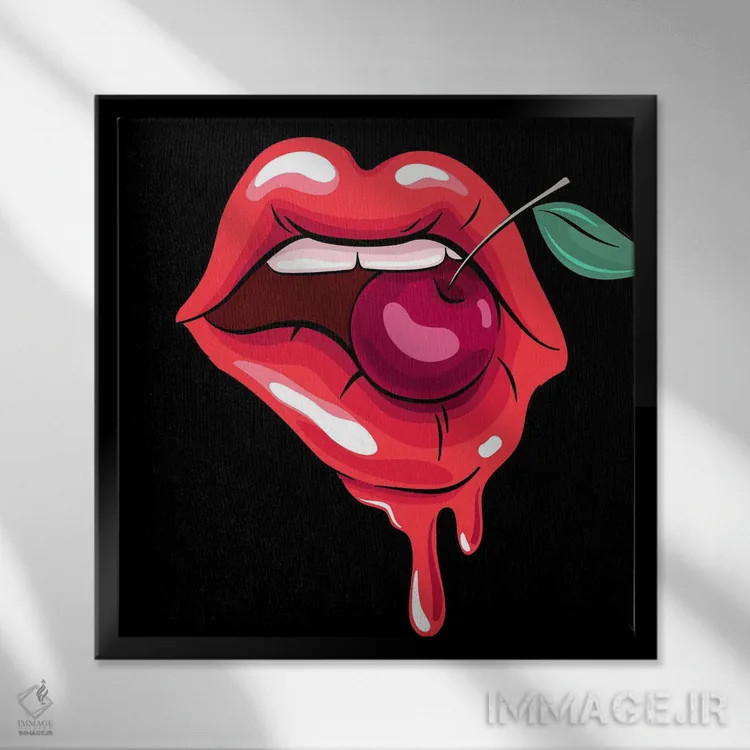 تابلو گیلاس و لبها اثر آرت میرانو - نمای قابدار مشکی
