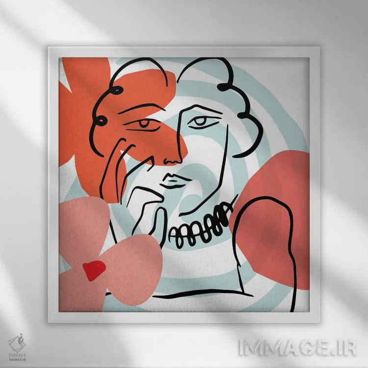 تابلو زن هنری آبستره اثر آرت میرانو - نمای قابدار سفید