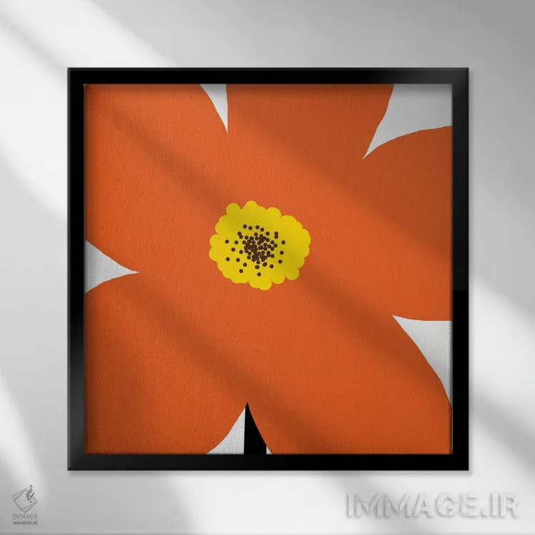 تابلو گل نارنجی اثر آرت میرانو - نمای قابدار مشکی