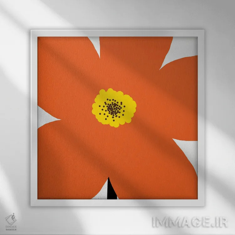 تابلو گل نارنجی اثر آرت میرانو - نمای قابدار سفید