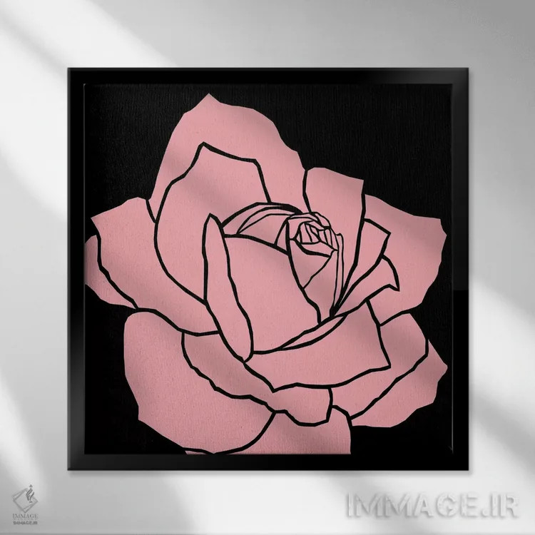 تابلو رز صورتی اثر آرت میرانو - نمای قابدار مشکی