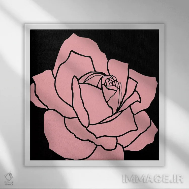 تابلو رز صورتی اثر آرت میرانو - نمای قابدار سفید