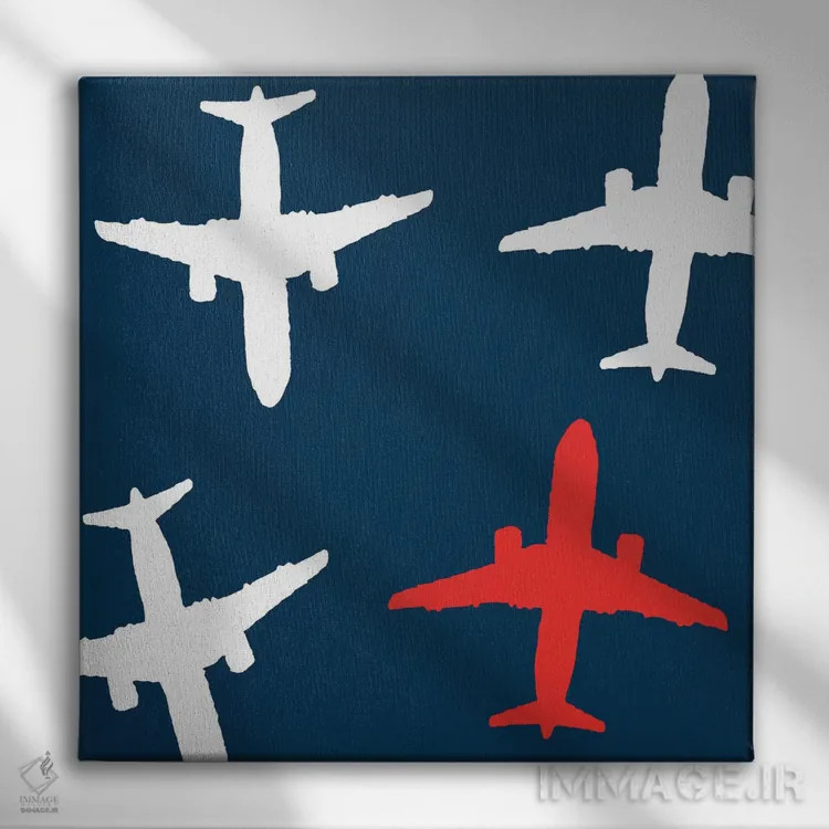 تابلو هواپیمای قرمز اثر آرت میرانو - نمای روبهرو روی دیوار