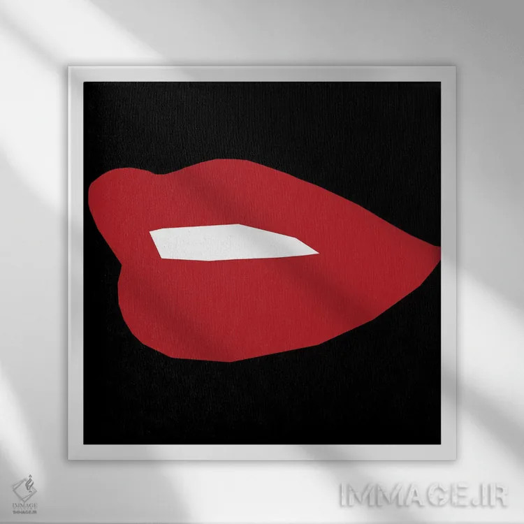 تابلو لب قرمز اثر آرت میرانو - نمای قابدار سفید