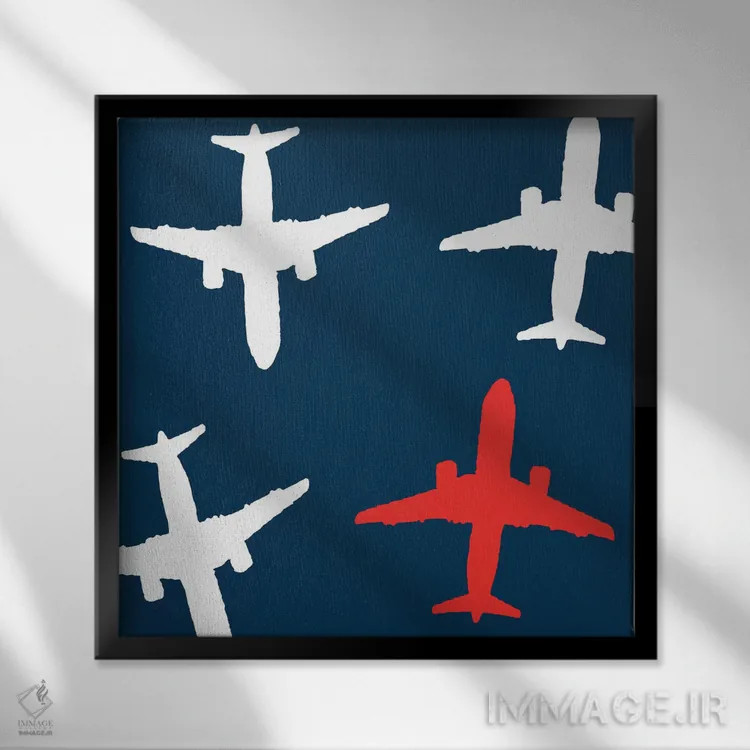تابلو هواپیمای قرمز اثر آرت میرانو - نمای قابدار مشکی