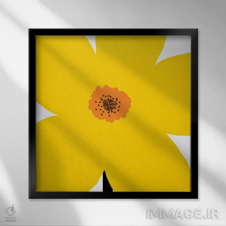 تابلو گل زرد اثر آرت میرانو - نمای قابدار مشکی