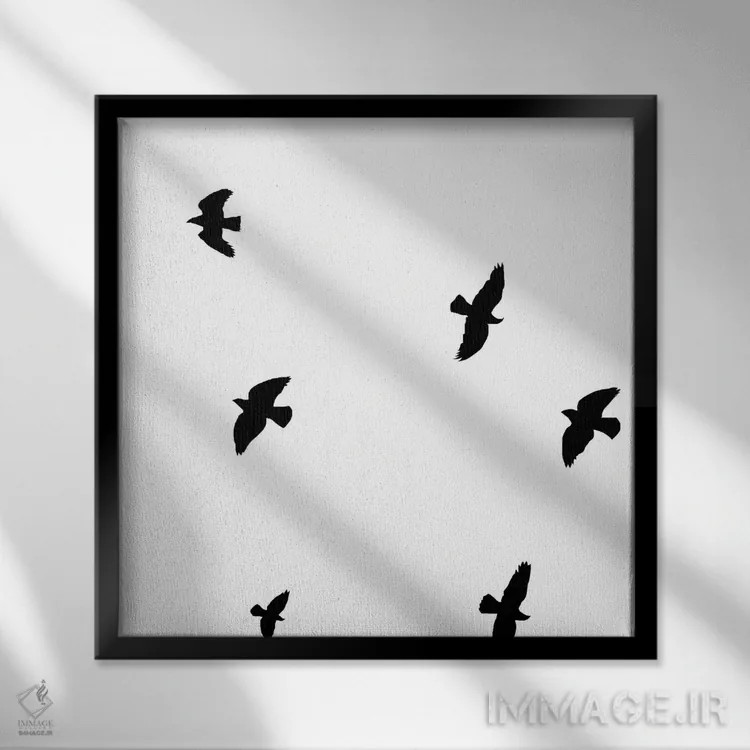 تابلو پرندگان سیاه اثر آرت میرانو - نمای قابدار مشکی