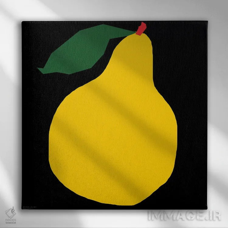 تابلو گلابی زرد روی سیاه اثر آرت میرانو - نمای روبهرو روی دیوار