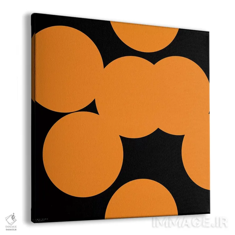 تابلو ۹۷ دایره نارنجی روی سیاه اثر آرت میرانو - نمای پرسپکتیو محصول