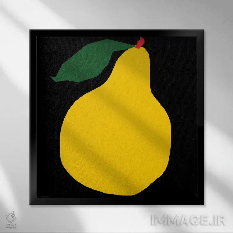 تابلو گلابی زرد روی سیاه اثر آرت میرانو - نمای قابدار مشکی