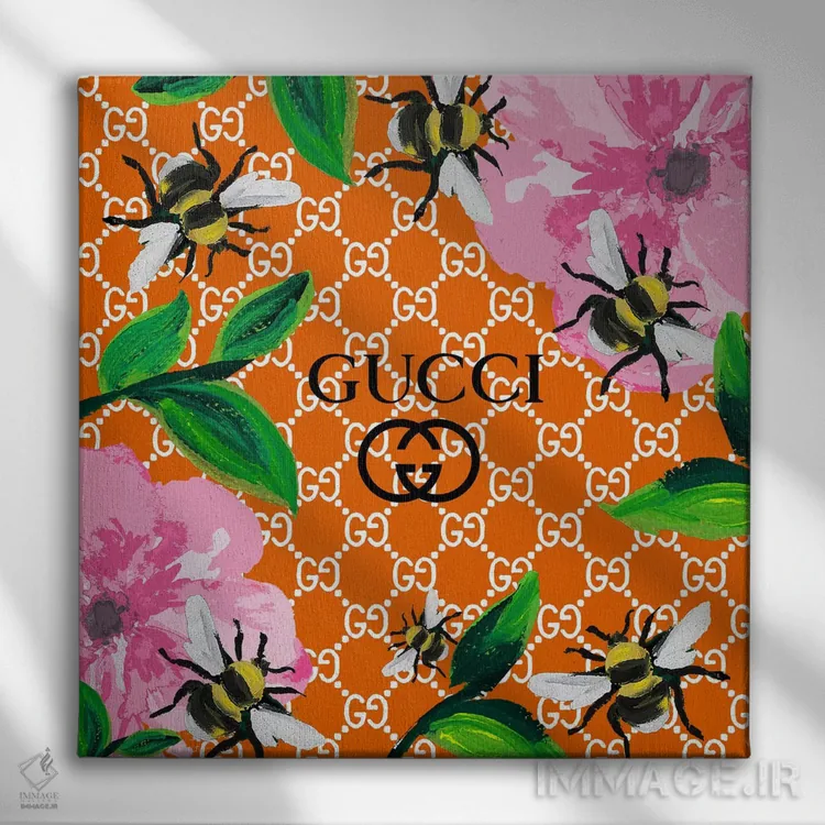 تابلو تابستان نارنجی گوچی اثر آرت میرانو - نمای روبهرو روی دیوار