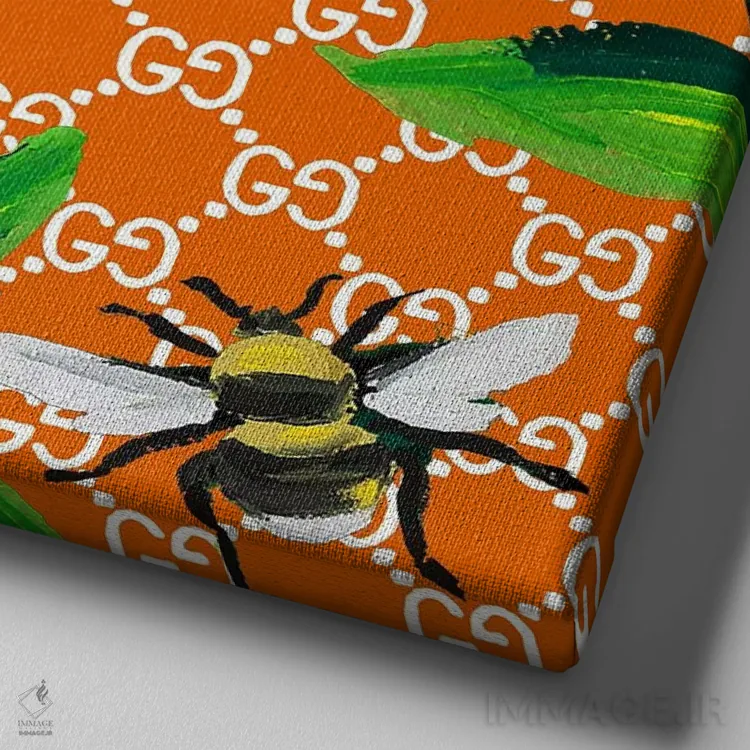 تابلو تابستان نارنجی گوچی اثر آرت میرانو - نمای نزدیک بافت بوم