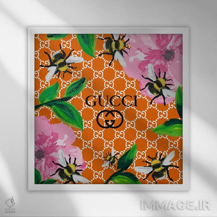 تابلو تابستان نارنجی گوچی اثر آرت میرانو - نمای قابدار سفید