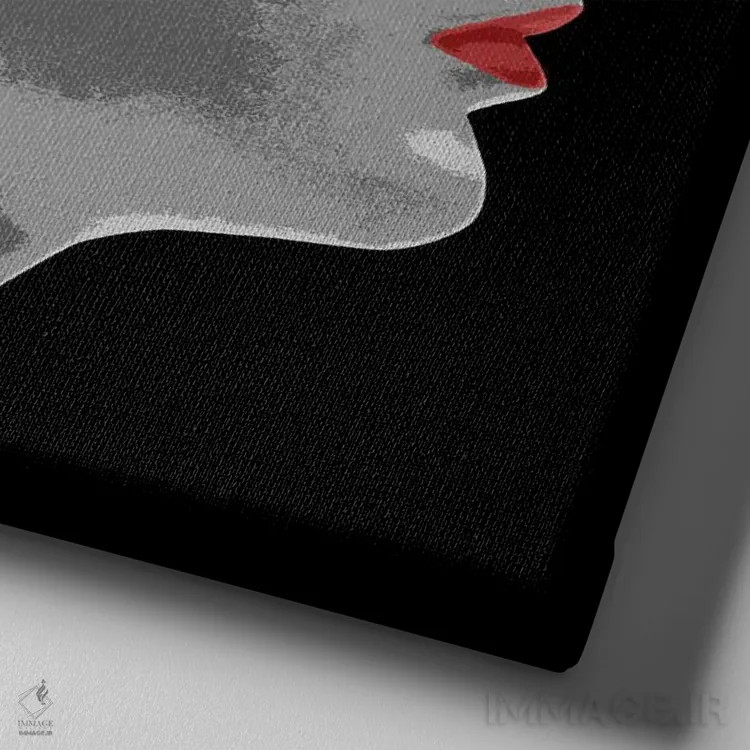 تابلو رژ لب قرمز اثر آرت میرانو - نمای نزدیک بافت بوم