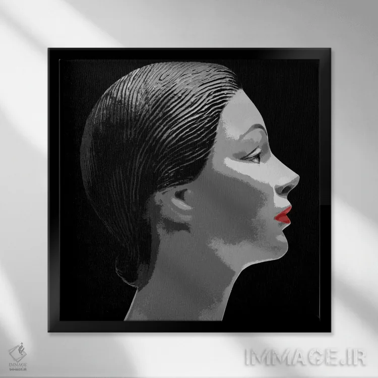 تابلو رژ لب قرمز اثر آرت میرانو - نمای قابدار مشکی